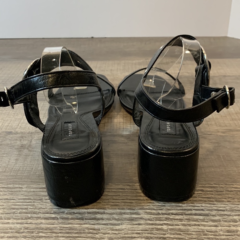 Topshop black leather block heel sandals size 42 - Picture 4 of 9